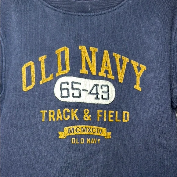 Old Navy Vintage Crewneck Sweatshirt Navy Blue and Yellow Size 3T - Picture 3 of 5